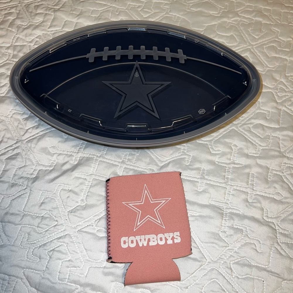 Dallas Cowboys pink Koozie and food container